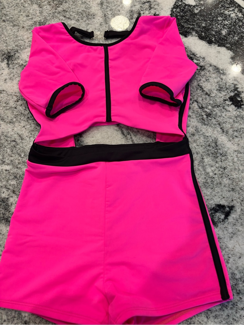 Hot Pink Two-Piece Active Set with Black Trim